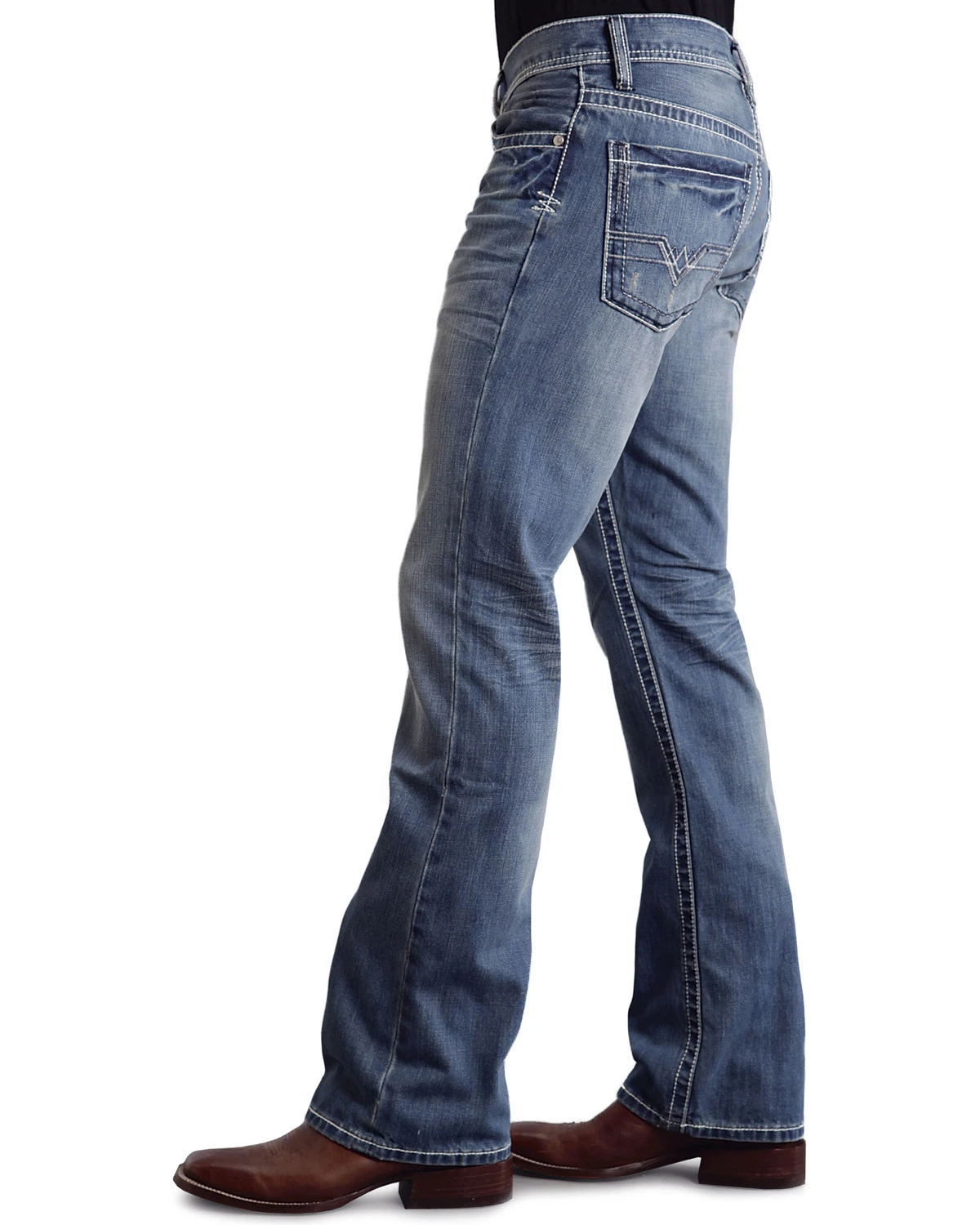 Stetson Rock Fit Frayed X Stitched Jeans 2 Stetson Rock Fit Frayed X Stitched Jeans - Image 2