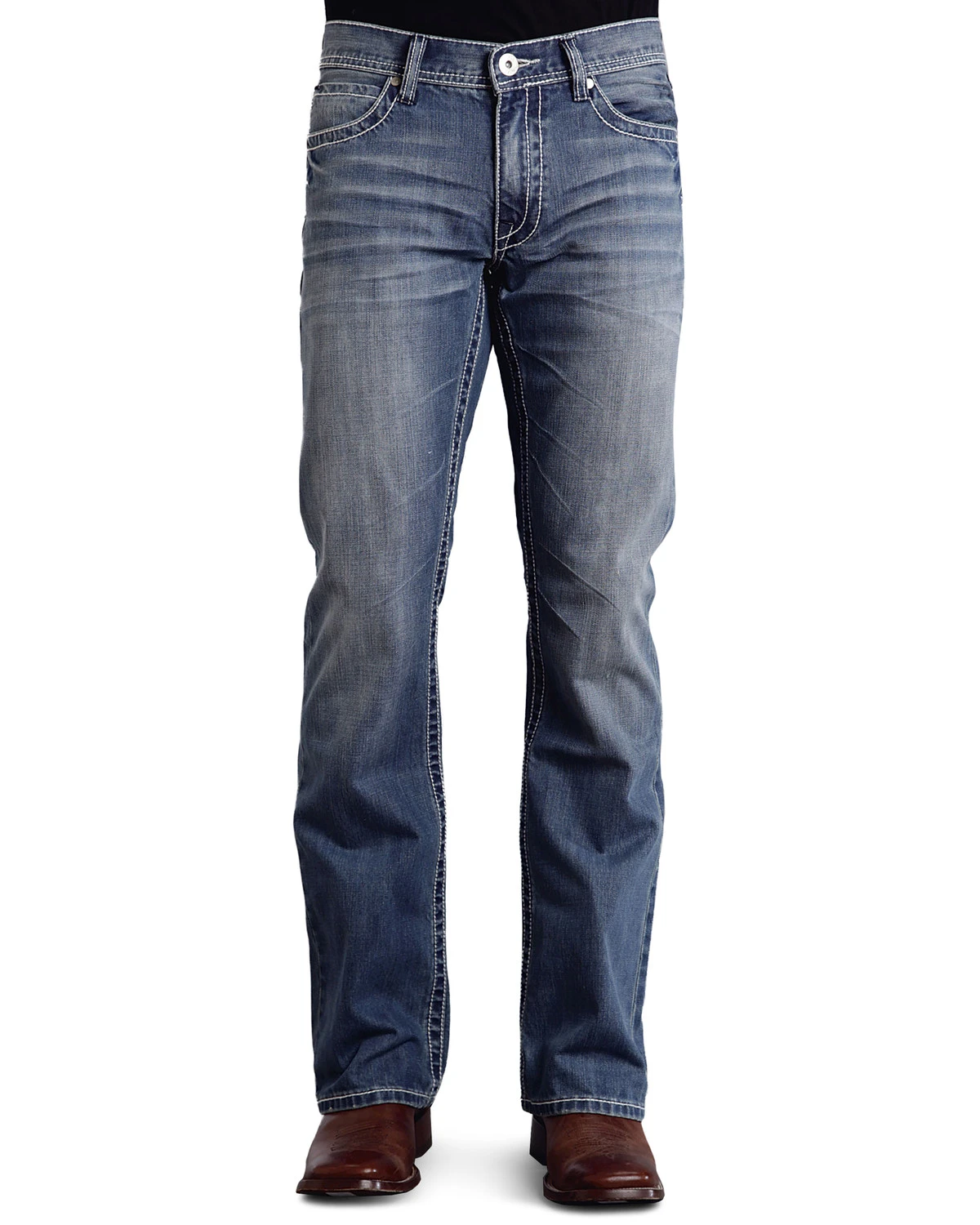 Stetson Rock Fit Frayed X Stitched Jeans 3 Stetson Rock Fit Frayed X Stitched Jeans - Image 3
