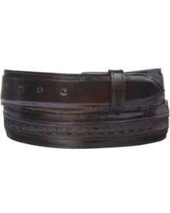 Lucchese Men's Black Cherry Goatskin Leather Belt -Fashion Clothing Store 120W13 87 P2