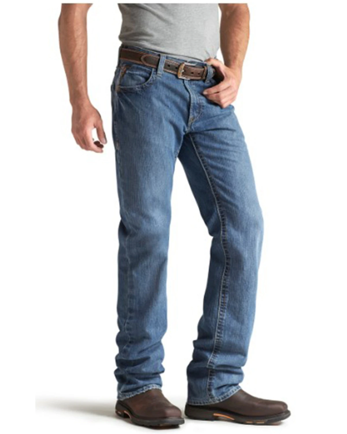Ariat Men's FR M3 Medium Wash Loose Basic Stackable Straight Leg Jean - Big 1 Ariat Men's FR M3 Medium Wash Loose Basic Stackable Straight Leg Jean - Big