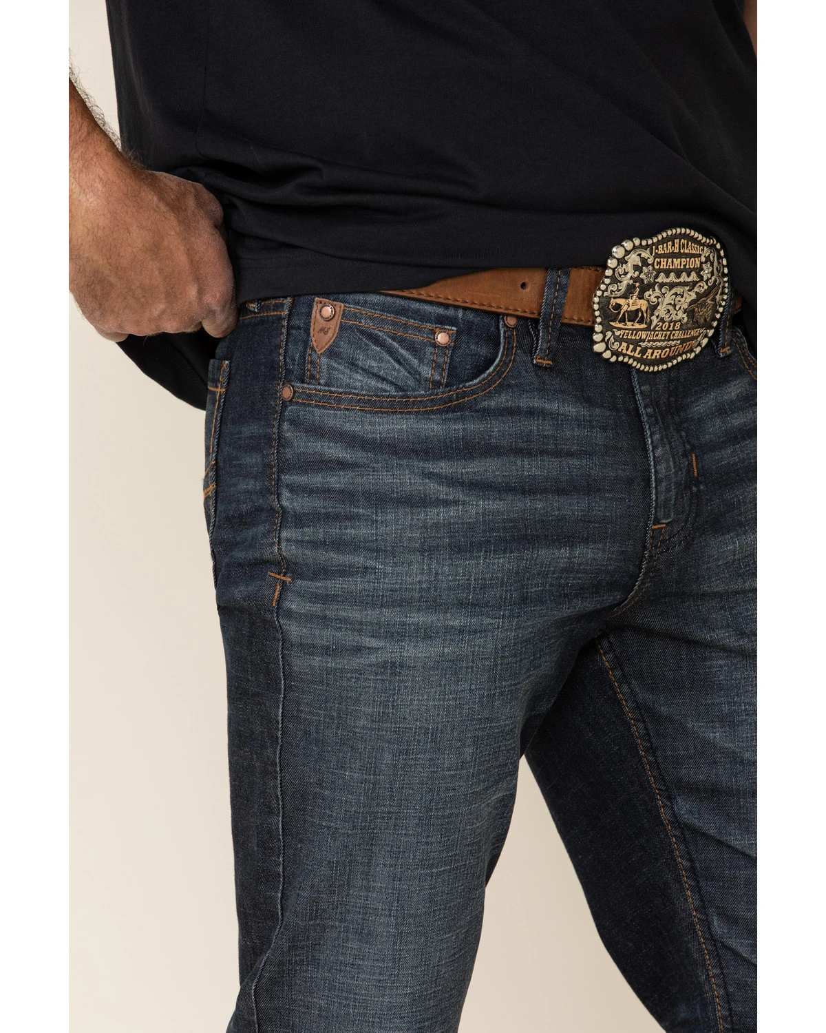 Moonshine Spirit Men's Eating Iron Dark Stretch Slim Straight Jeans 3 Moonshine Spirit Men's Eating Iron Dark Stretch Slim Straight Jeans - Image 3