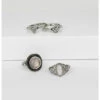 Prime Time Jewelry Women's 4-piece Silver & Pink Stone Ring Set