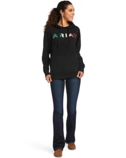 Ariat Women's Black R.E.A.L Mexico Embroidered Logo Pullover Hoodie - Plus -Fashion Clothing Store 2000347975 001 P4