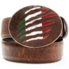 Cody James Men's Mexican Flag Slash Brown Leather Belt