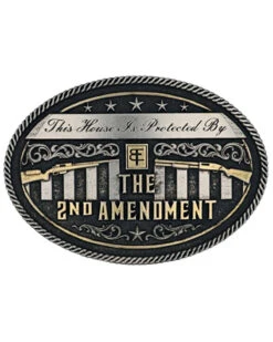 Montana Silversmiths Men's Black & Gold 2nd Amendment Circular Buckle