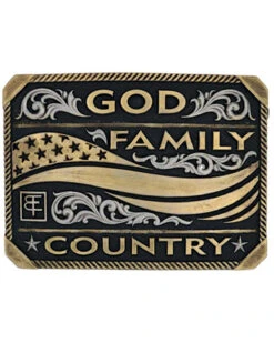Montana Silversmiths Warrior God, Family, & Country Belt Buckle