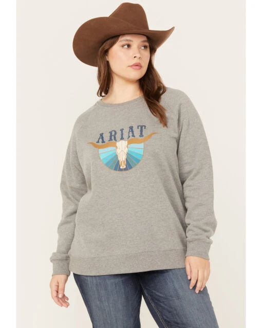 Ariat Women's R.E.A.L. Pacific Steerhead Sweatshirt - Plus -Fashion Clothing Store 2000357026 070 P1