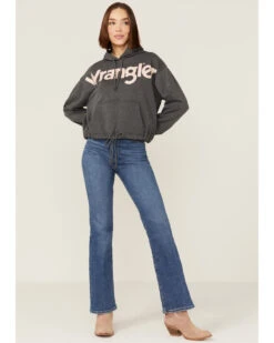 Wrangler Women's Charcoal Rose Logo Cropped Hoodie -Fashion Clothing Store 2000358082 022 P4