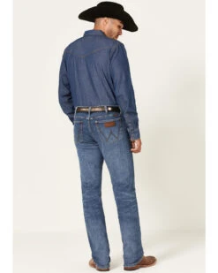 Wrangler Retro Green Men's Brierley Light Medium Wash Stretch Slim Straight Jeans -Fashion Clothing Store 2000359722 413 P3