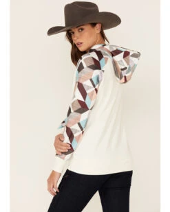 Hooey Women's Modern Colorblock Geo Print Pullover Hooded Sweater -Fashion Clothing Store 2000360944 110 P3