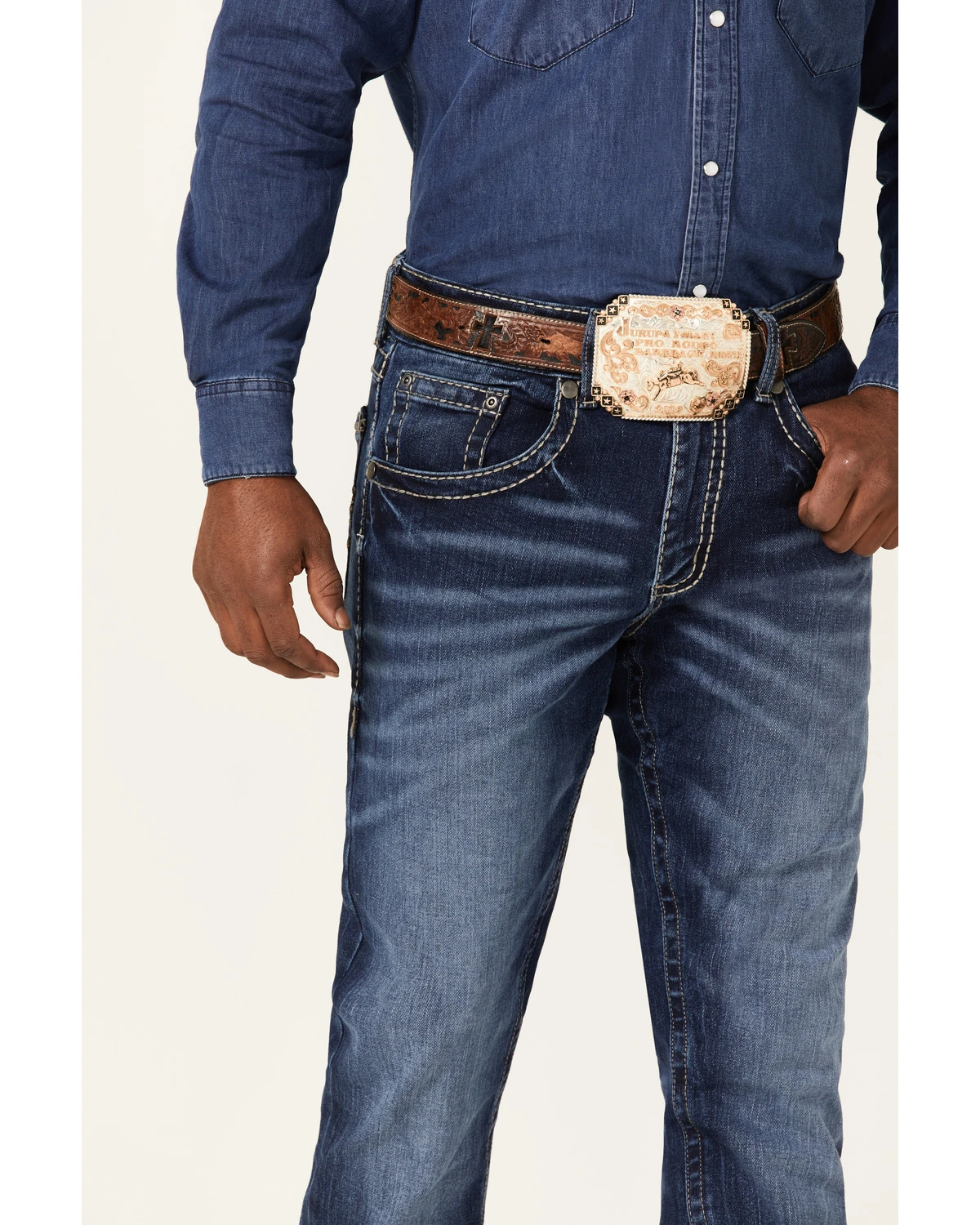 Rock 47 By Wrangler Men's Prichett Dark Wash Stretch Slim Straight Jeans 2 Rock 47 By Wrangler Men's Prichett Dark Wash Stretch Slim Straight Jeans - Image 2