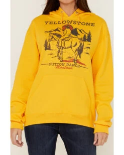 Paramount Network's Yellowstone Women's Yellowstone Lone Cowboy Mustard Graphic Hoodie -Fashion Clothing Store 2000365391 702 P3