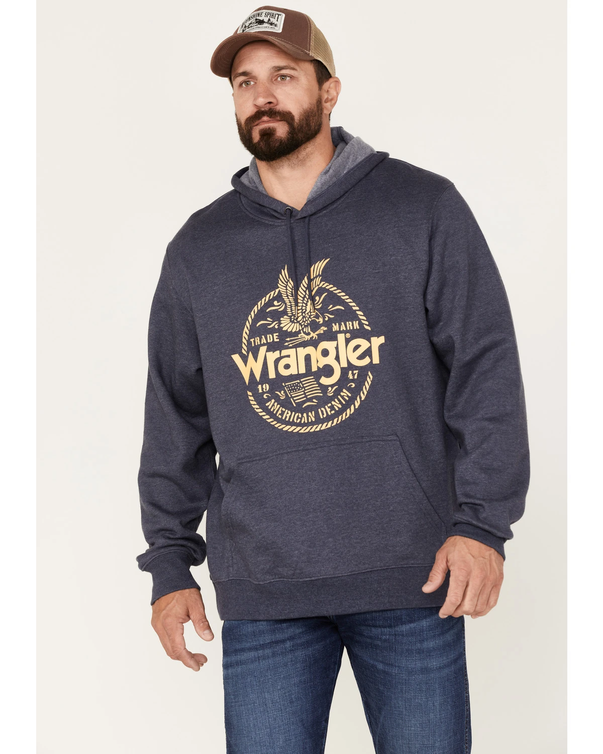 Wrangler Men's Crest Eagle Logo Graphic Hooded Sweatshirt 1 Wrangler Men's Crest Eagle Logo Graphic Hooded Sweatshirt