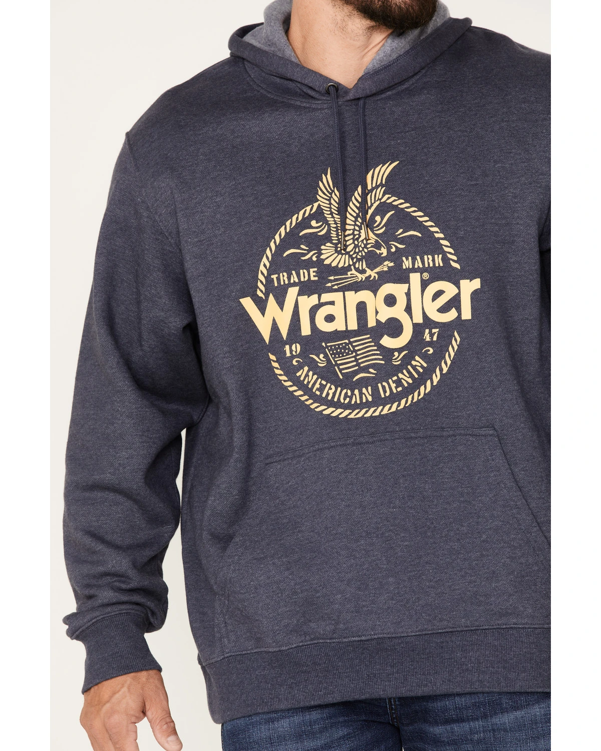 Wrangler Men's Crest Eagle Logo Graphic Hooded Sweatshirt 3 Wrangler Men's Crest Eagle Logo Graphic Hooded Sweatshirt - Image 3
