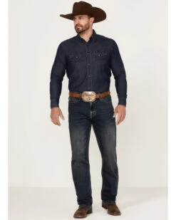 Rock & Roll Denim Men's Hooey Dark Wash Double Barrel Reflex Stackable Bootcut Jeans -Fashion Clothing Store 2000367638 201 P3