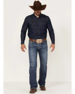 Rock & Roll Denim Men's Dark Wash Double Barrel Stretch Relaxed Straight Jeans -Fashion Clothing Store 2000367642 201 P3