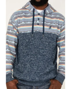 Hooey Men's Southwestern Print Landscape 1/4 Button Hooded Pullover -Fashion Clothing Store 2000370572 410 P3