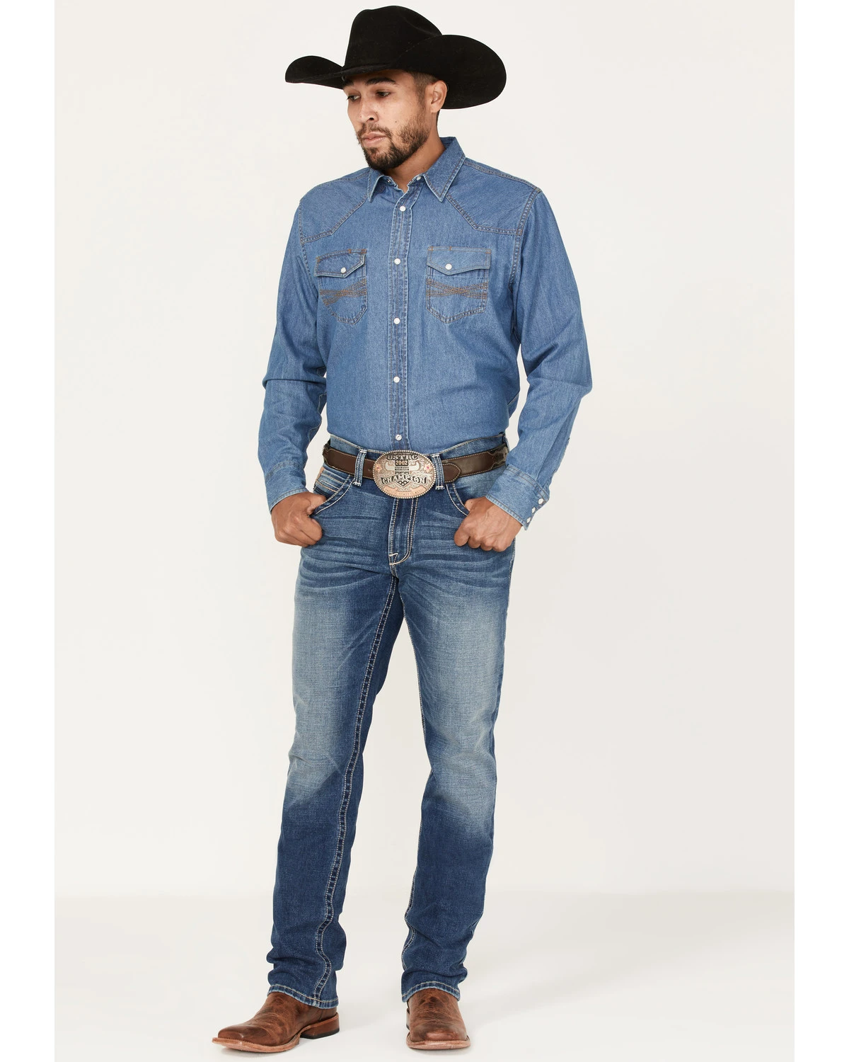 Ariat Men's M4 Walden Claudio Medium Wash Stretch Relaxed Straight Jeans 1 Ariat Men's M4 Walden Claudio Medium Wash Stretch Relaxed Straight Jeans