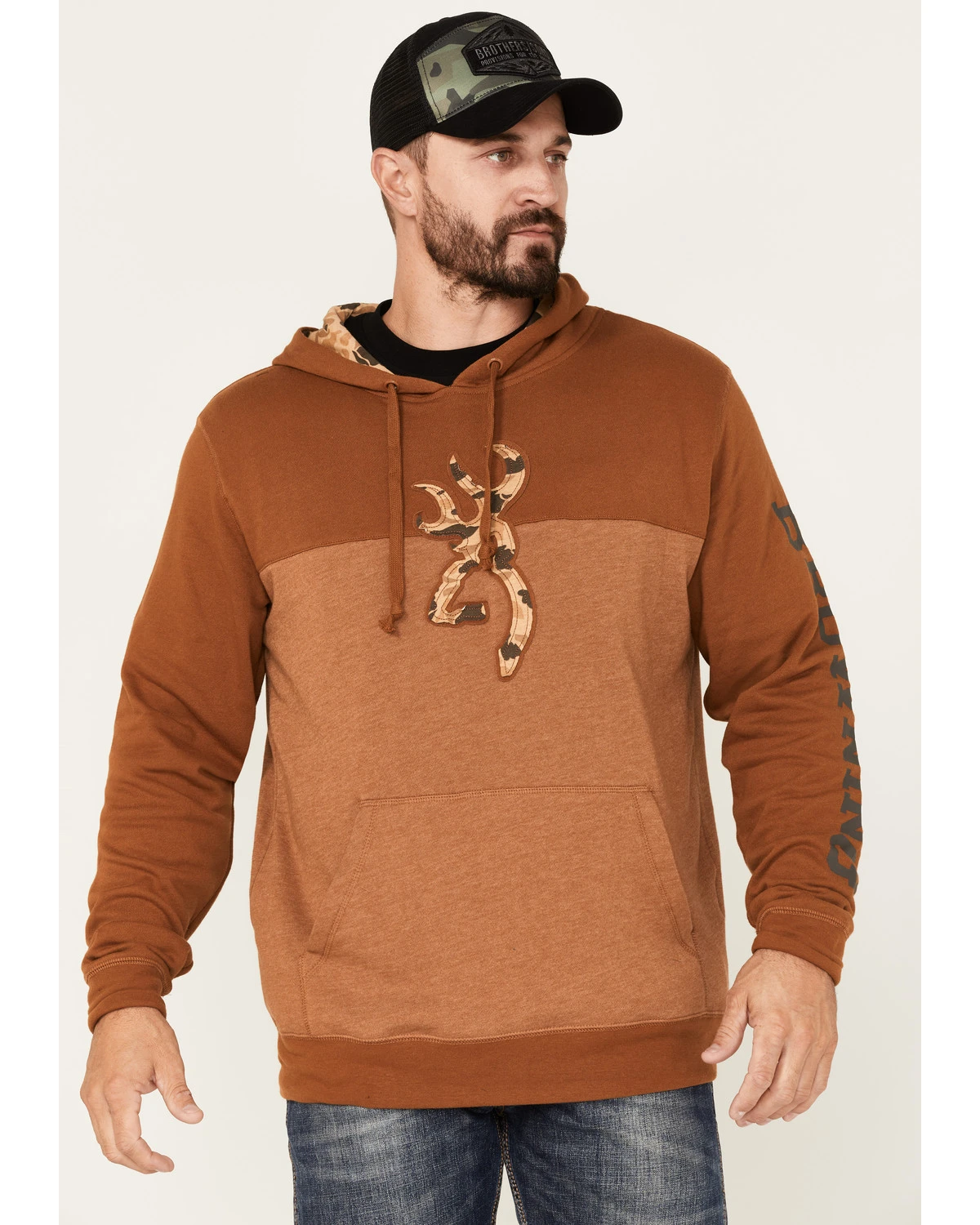 Browning Men's Camo Print Logo Peak Sweatshirt 1 Browning Men's Camo Print Logo Peak Sweatshirt
