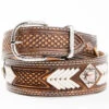 Double J Saddlery Men's Vintage Tooled Rawhide Belt