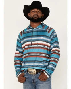 Rock & Roll Denim Men's Serape Stripe Print Hooded Sweatshirt