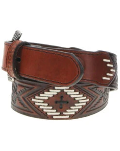 Hooey Men's Choctaw Roughy Tooled And Laced Belt -Fashion Clothing Store 2000379062 235 P3