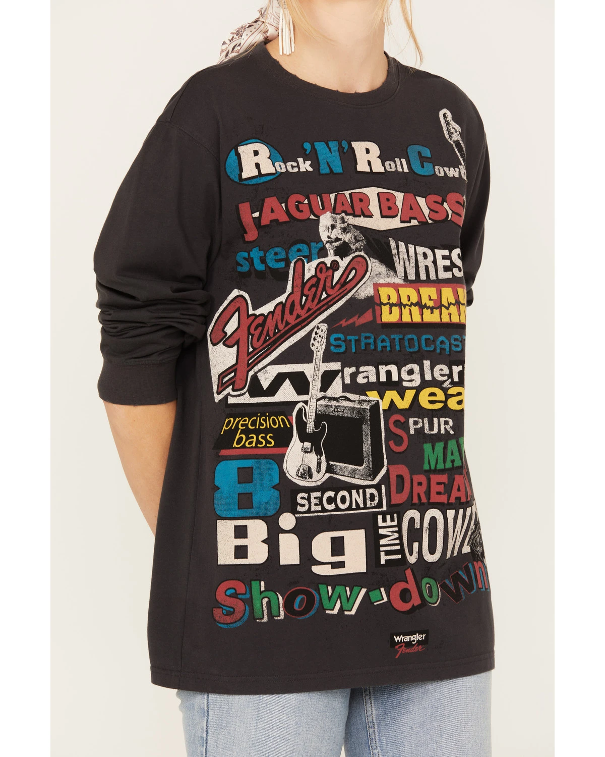 Wrangler X Fender Women's Collage Graphic Sweatshirt 3 Wrangler X Fender Women's Collage Graphic Sweatshirt - Image 3