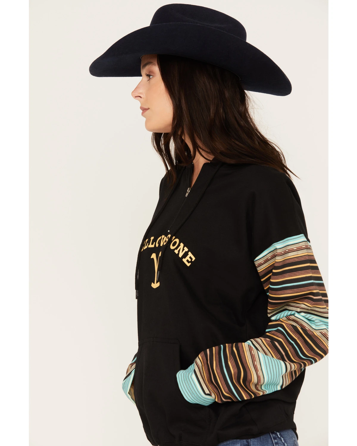 Changes Women's Serape Striped Yellowstone Hoodie 2 Changes Women's Serape Striped Yellowstone Hoodie - Image 2