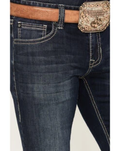 Rock & Roll Denim Men's Rifle Dark Vintage Wash Skinny Reflex Denim Jeans -Fashion Clothing Store 2000386199 416 P4