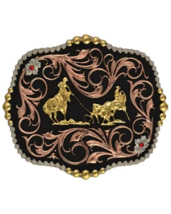 Montana Silversmiths Men's Tri-Color Bullrider Traditional Attitude Buckle
