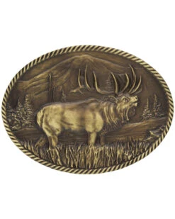 Montana Silversmiths Sculpted Wild Elk Heritage Attitude Belt Buckle