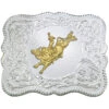 Montana Silversmiths Men's Scalloped Silver Bull Rider Western Belt Buckle